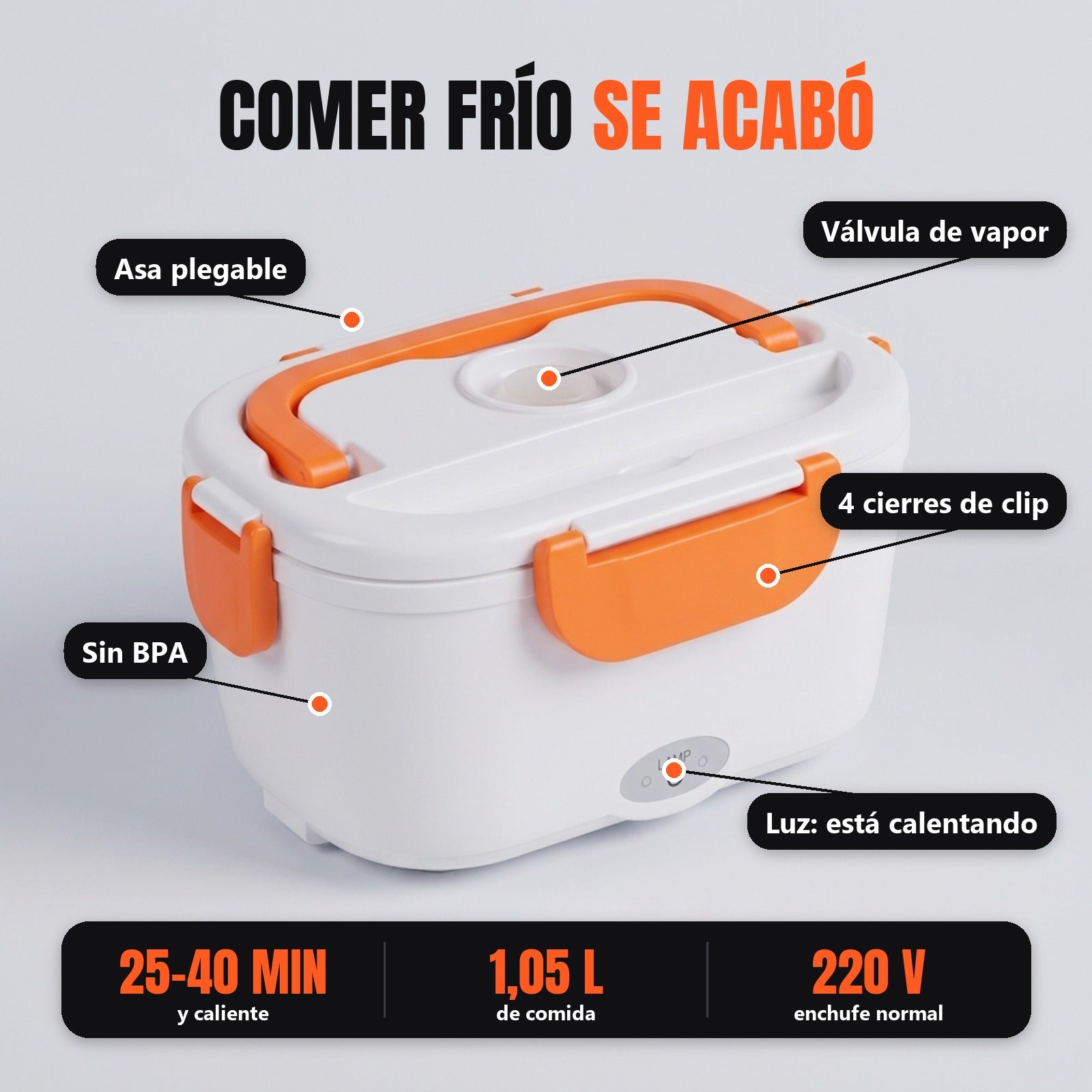 Fiambrera eléctrica HOTTÁPER: partes y beneficios
